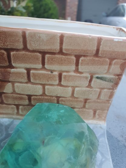 Handmade Ceramic Letter Holder with Natural Fluorite Crystals - Image 5