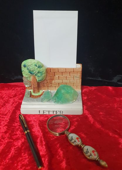 Handmade Ceramic Letter Holder with natural crystals