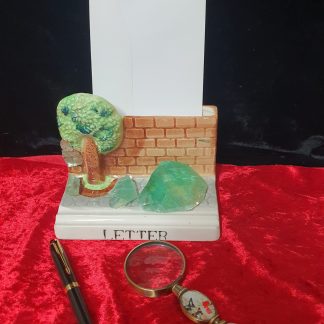 Handmade Ceramic Letter Holder with natural crystals