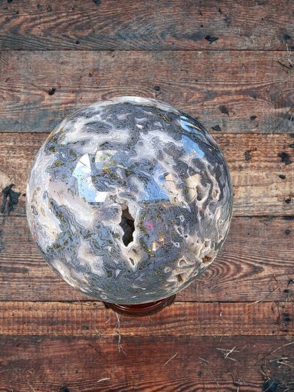 Exceptional Moss Agate Sphere 200mm Diameter Feature Piece - Image 3