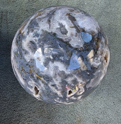 Exceptional Moss Agate Sphere 200mm Diameter Feature Piece - Image 5