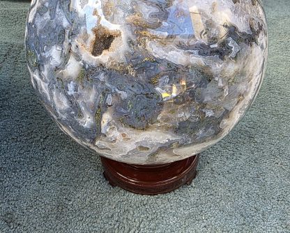 Exceptional Moss Agate Sphere 200mm Diameter Feature Piece - Image 6