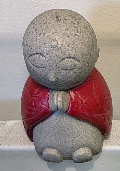 Praying Jizo Statue – Baby Soul Keeper (Red Coat, Medium) - Image 2