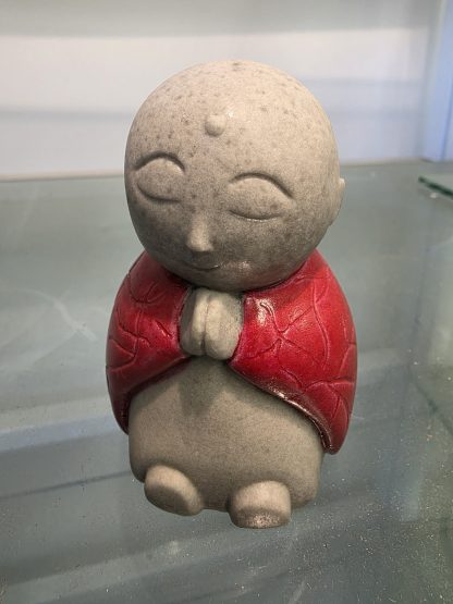 Praying Jizo Statue – Baby Soul Keeper (Red Coat, Medium) - Image 3